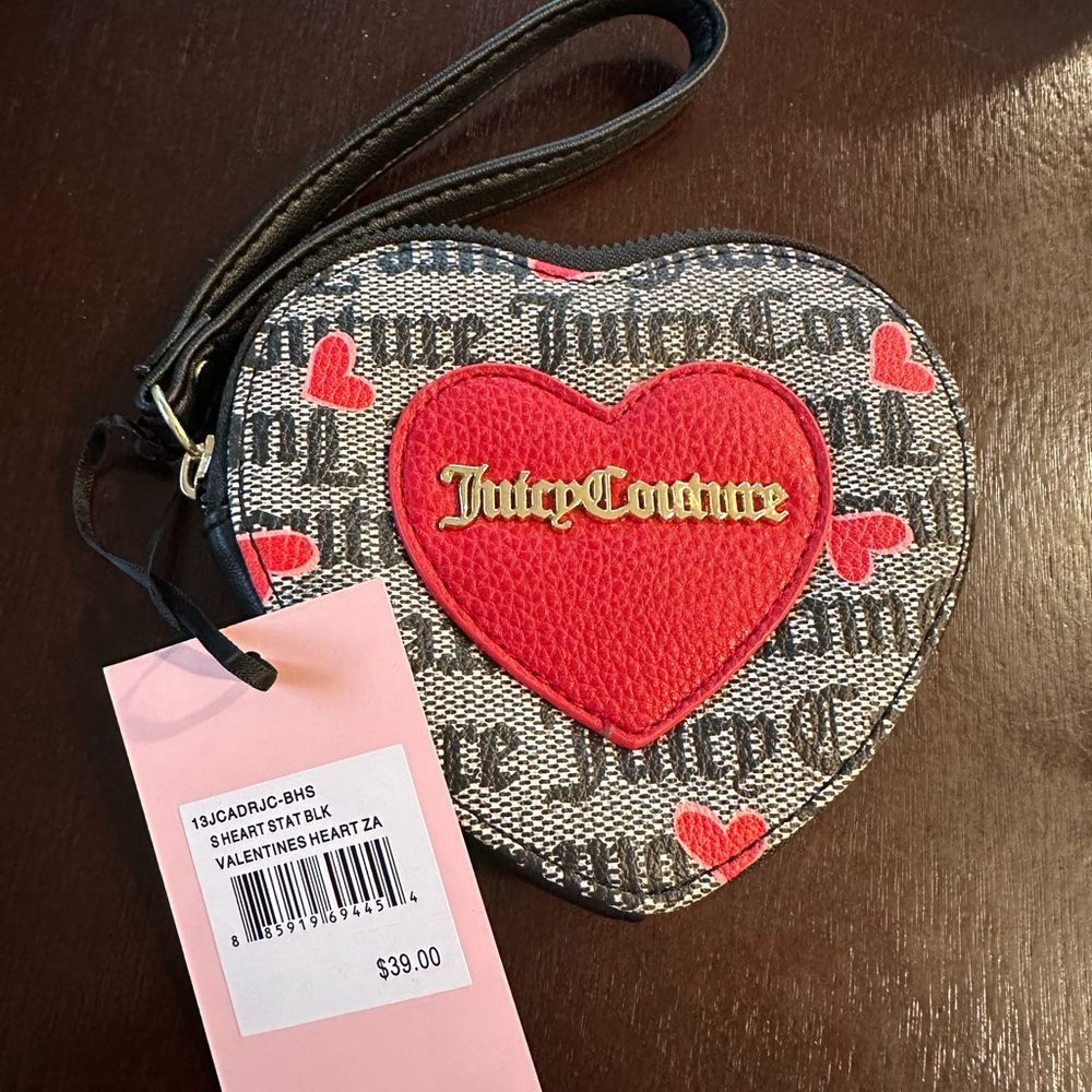 Juicy Couture Black and Red Heart Shaped Coin Purse